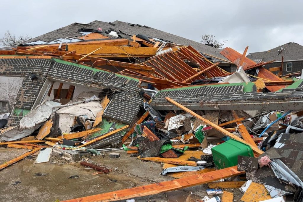 The remains of an eastern Oklahoma County home that was destroyed during early Sunday morning storms. 