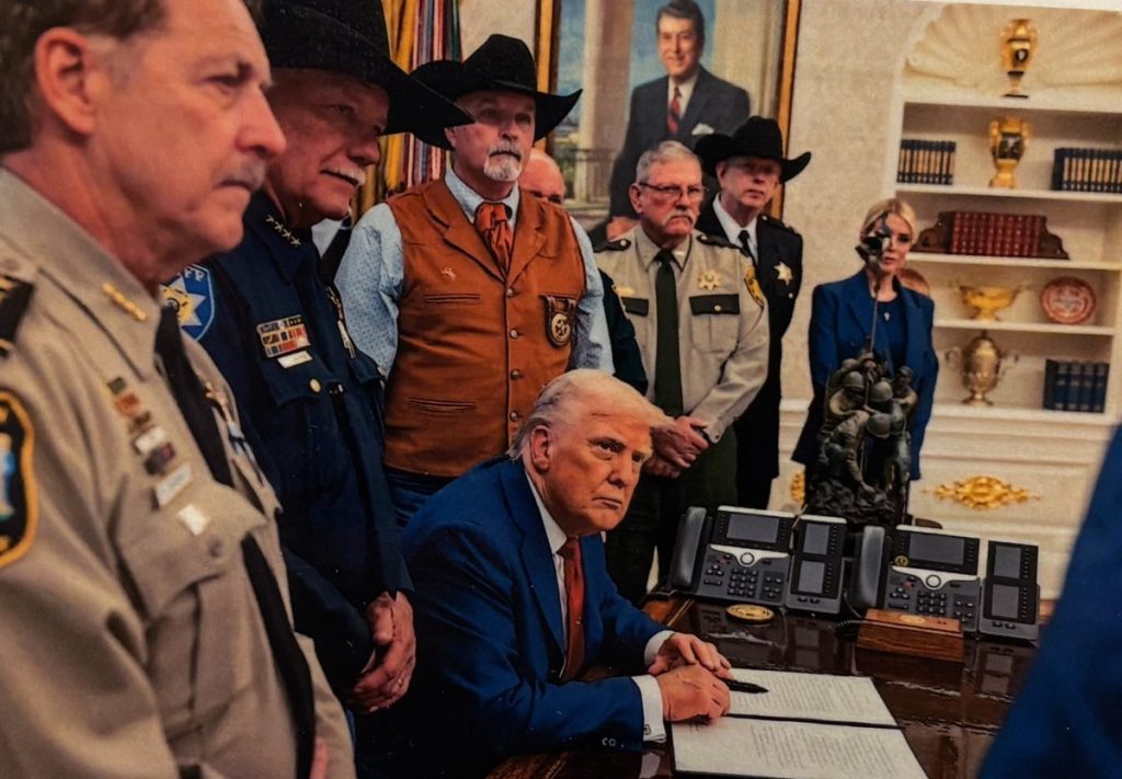 Sheriff Chris West stands next to President Donald Trump at the White House in recent days. (Photo Provided)
