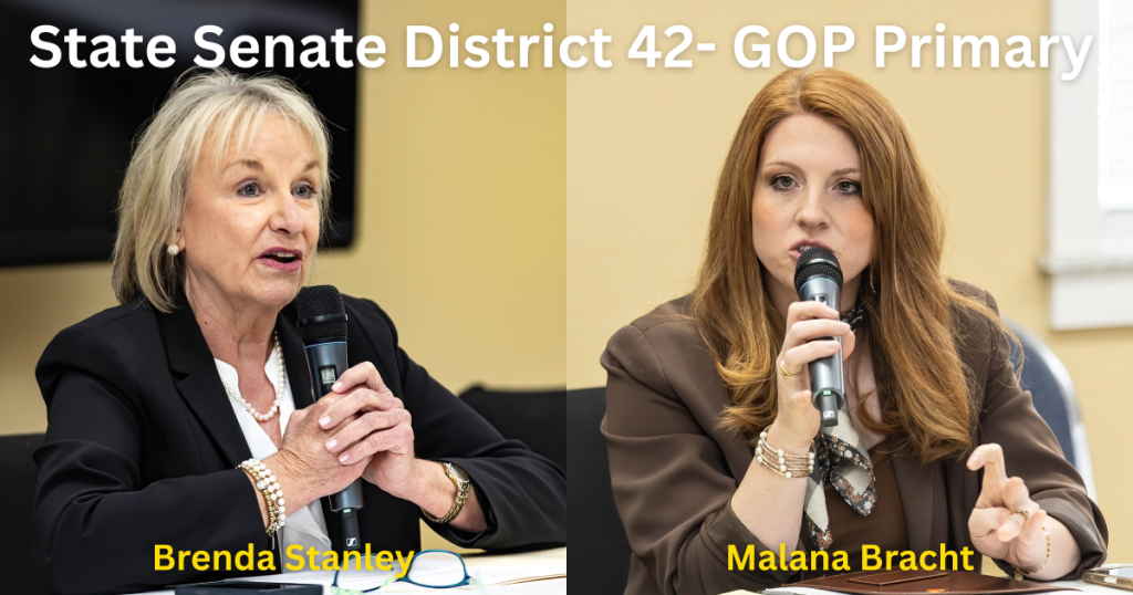 Sen. Brenda Stanley (Left) and Malan Bracht at a State Senate District 42 candidate forum. Photos by Jay Wiggins
