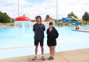 Clayton “CJ” Clark and Rachel Mitchell have been hired as the new Mid-Del swimming coaches. Clark is overseeing the boys teams and Mitchell will lead the girls. PHOTO BY JEFF HARRISON